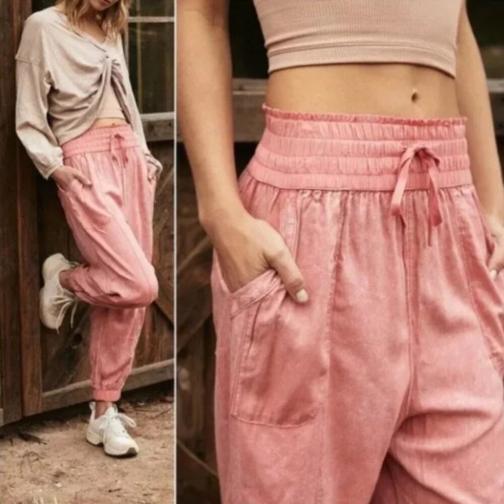 Free People Halfzies Pants Baggy Jogger Beachy Apricot OB1078247 Size XS NWT